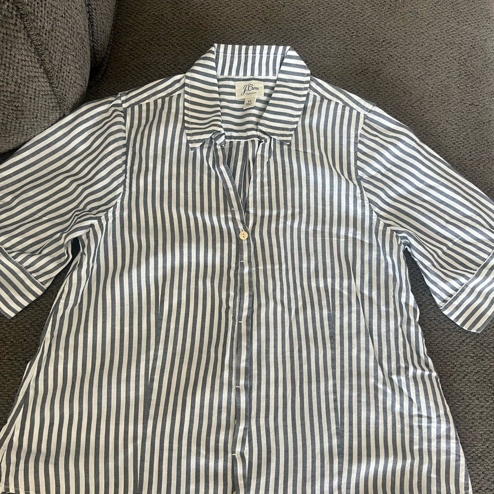 J. Crew Black and White Striped Casual Shirt